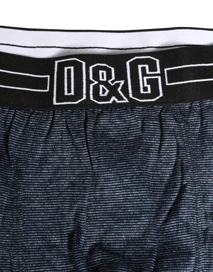Dolce &amp; Gabbana Dark Blue Logo Cotton Regular Boxer Underwear