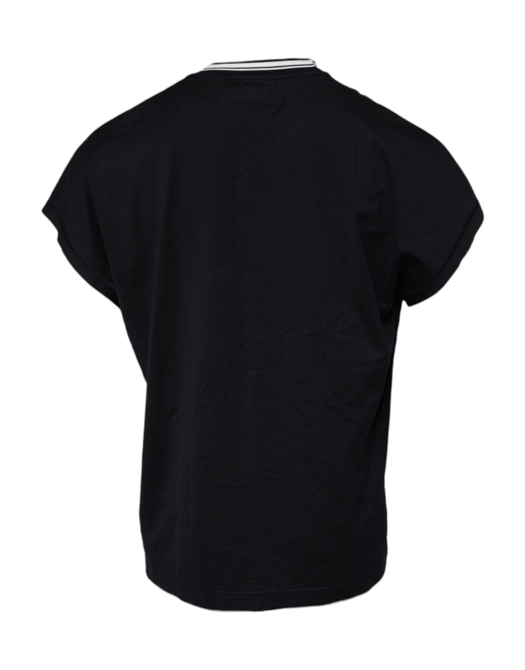 Dolce &amp; Gabbana Dark Blue Logo Crown Cotton Crew Neck T-shirt