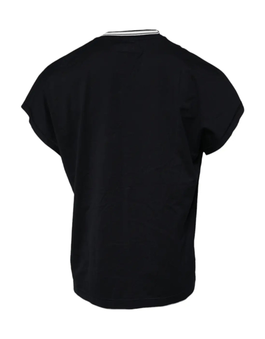 Dolce &amp; Gabbana Dark Blue Logo Crown Cotton Crew Neck T-shirt