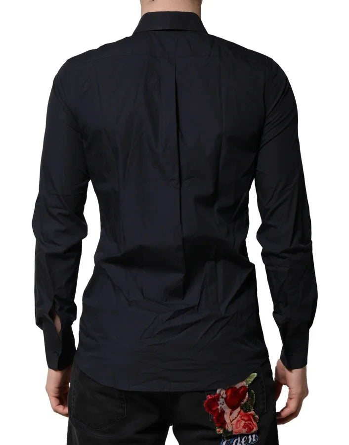 Dolce &amp; Gabbana Dark Blue MARTINI Cotton Dress Formal Shirt