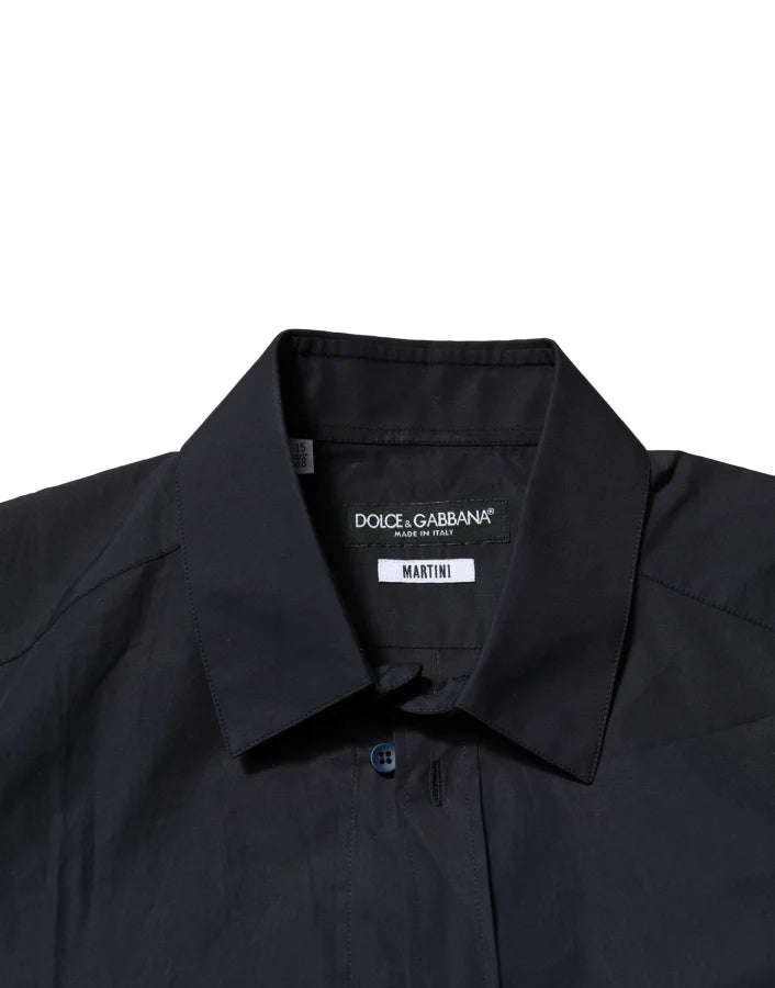 Dolce &amp; Gabbana Dark Blue MARTINI Cotton Dress Formal Shirt