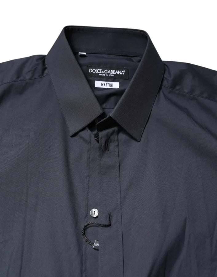 Dolce &amp; Gabbana Dark Blue MARTINI Cotton Dress Formal Shirt