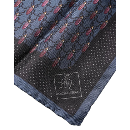 Dolce & Gabbana Dark Blue Mens Square Scarf Luxury Accessory