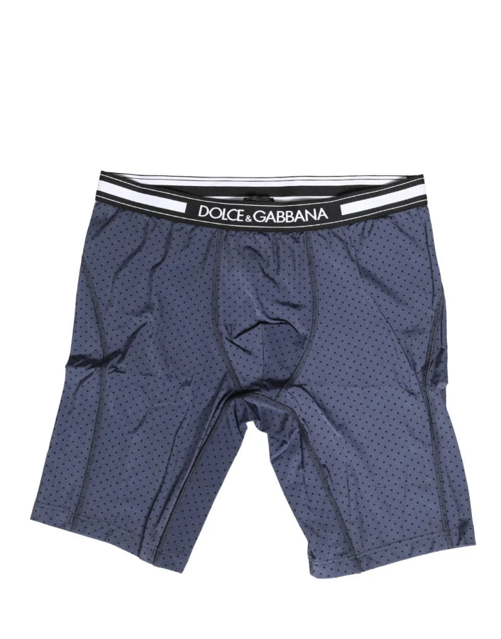 Dolce &amp; Gabbana Dark Blue Polka Dots Men Bike Shorts Underwear