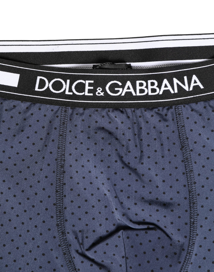 Dolce &amp; Gabbana Dark Blue Polka Dots Men Bike Shorts Underwear