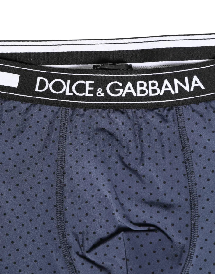 Dolce &amp; Gabbana Dark Blue Polka Dots Men Bike Shorts Underwear