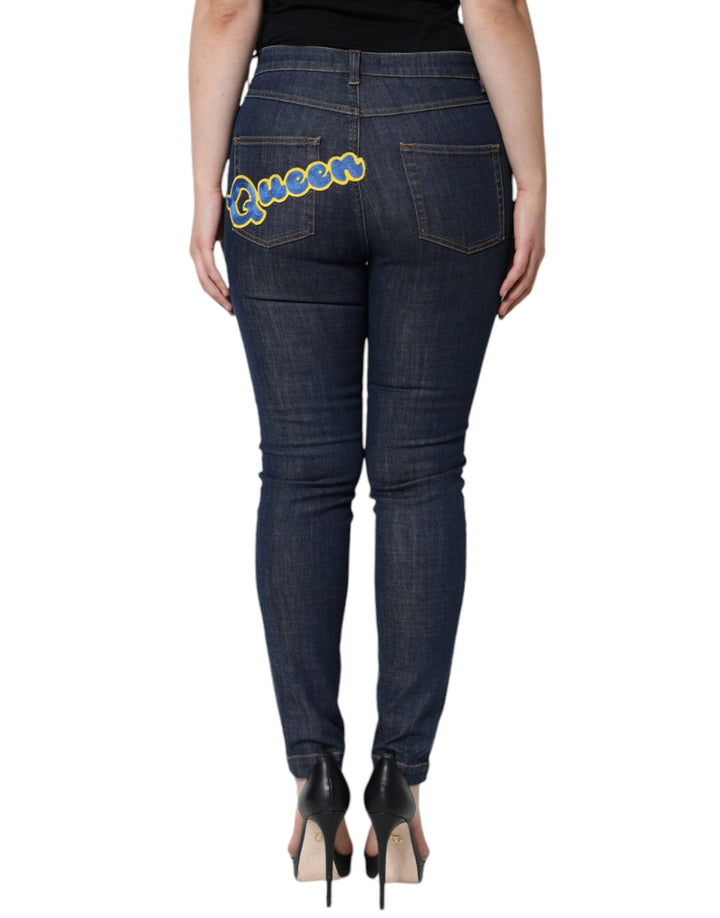 Dolce &amp; Gabbana Dark Blue Queen Cotton Skinny Denim Jeans