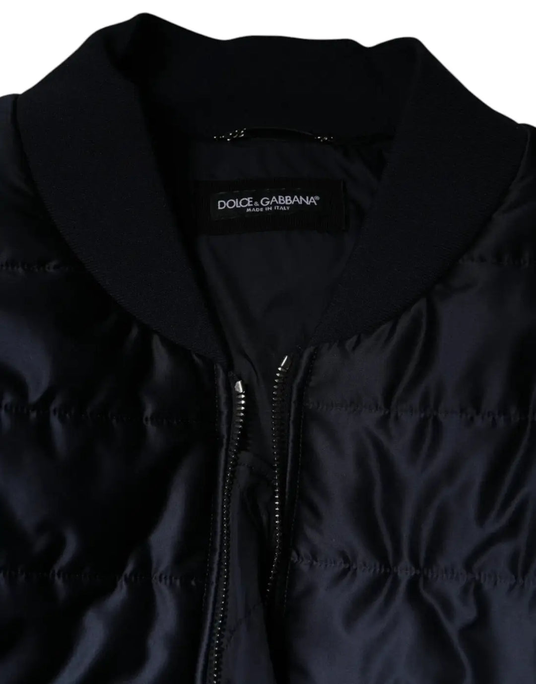 Dolce &amp; Gabbana Dark Blue Quilted Full Zip Bomber Jacket