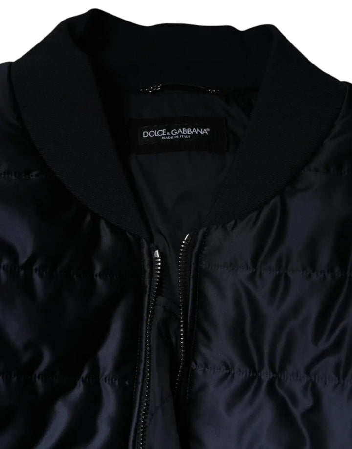 Dolce &amp; Gabbana Dark Blue Quilted Full Zip Bomber Jacket