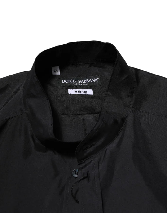 Dolce &amp; Gabbana Dark Blue Silk MARTINI Men Formal Dress Shirt