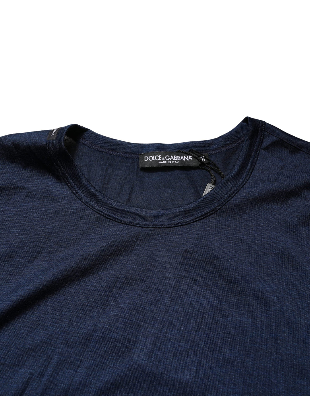 Dolce &amp; Gabbana Dark Blue Silk Short Sleeve Crewneck T-shirt