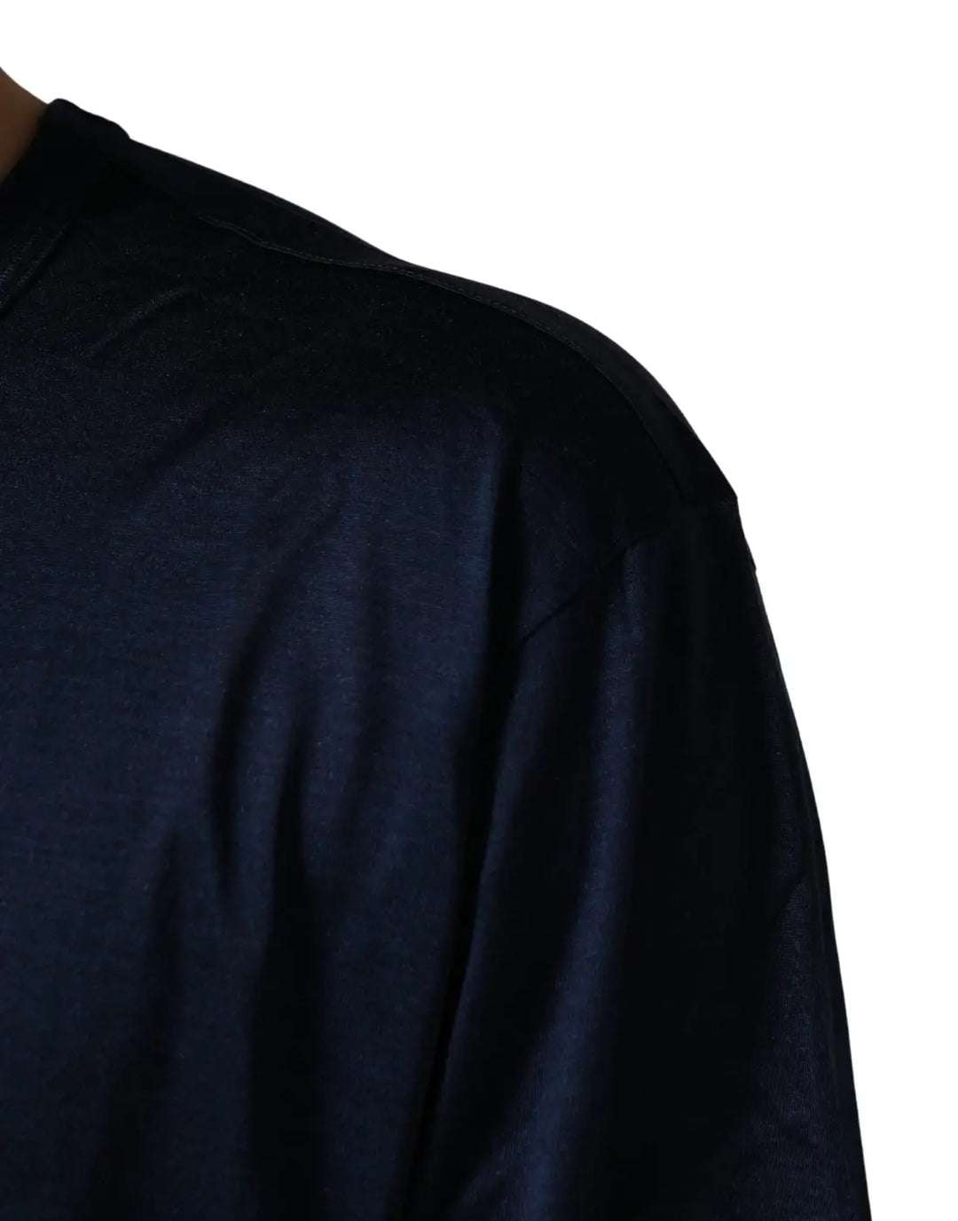 Dolce &amp; Gabbana Dark Blue Silk Short Sleeve CrewNeck T-shirt