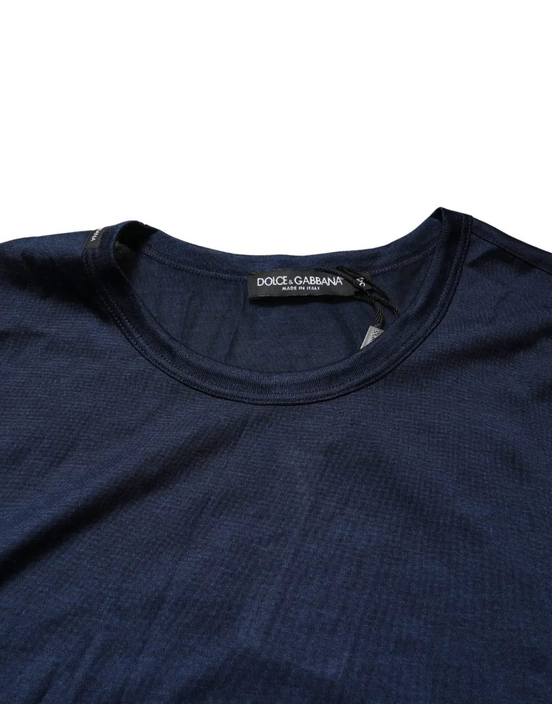 Dolce &amp; Gabbana Dark Blue Silk Short Sleeve CrewNeck T-shirt