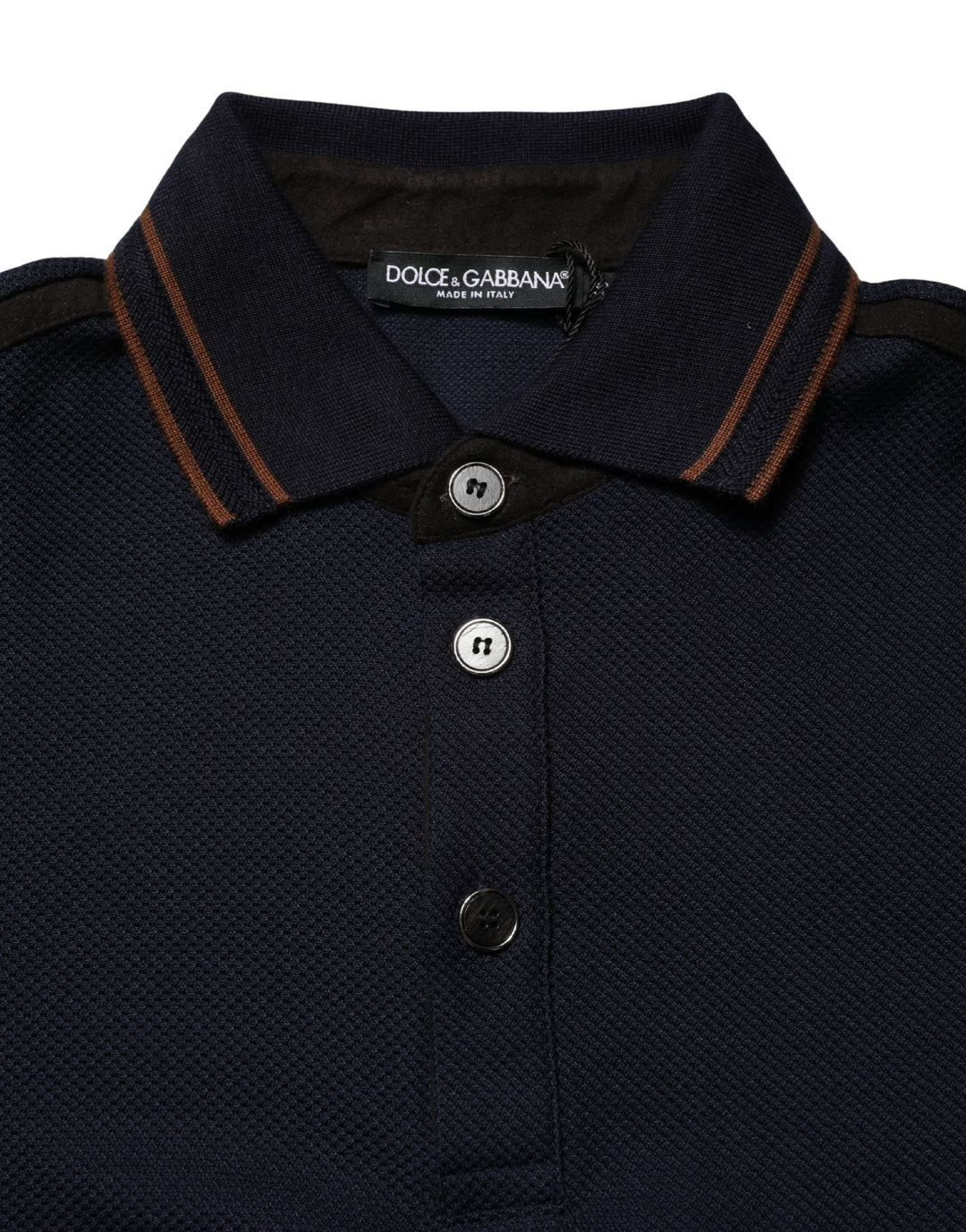 Dolce &amp; Gabbana Dark Blue Silk Short Sleeve Men Polo T-shirt