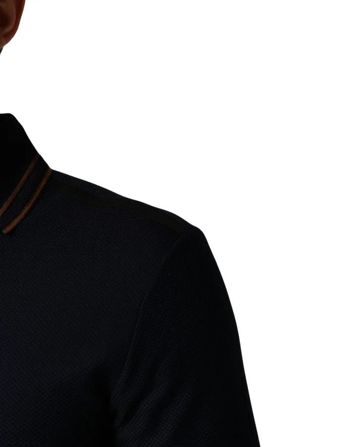 Dolce &amp; Gabbana Dark Blue Silk Short Sleeve Men Polo T-shirt