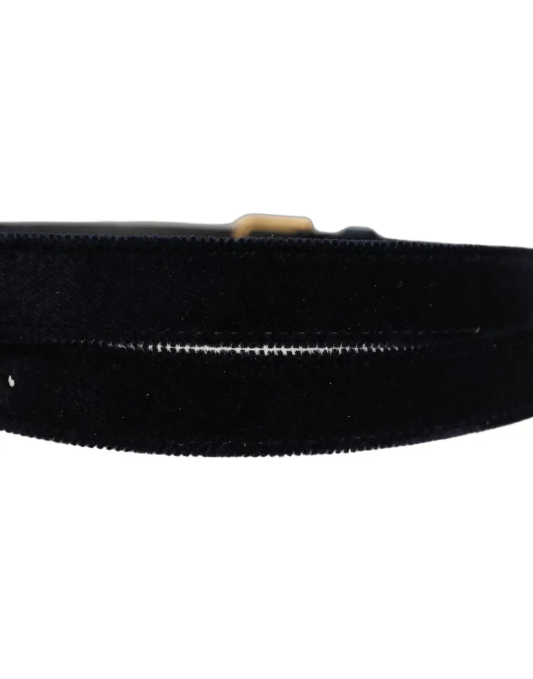 Dolce &amp; Gabbana Dark Blue Velvet Gold Tone Metal Buckle Belt