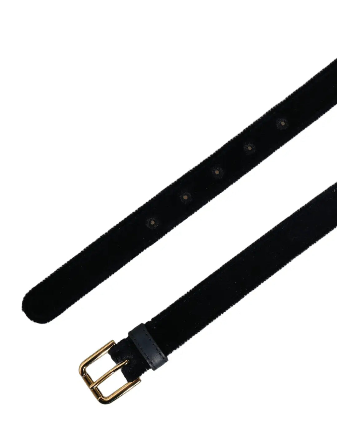 Dolce &amp; Gabbana Dark Blue Velvet Gold Tone Metal Buckle Belt