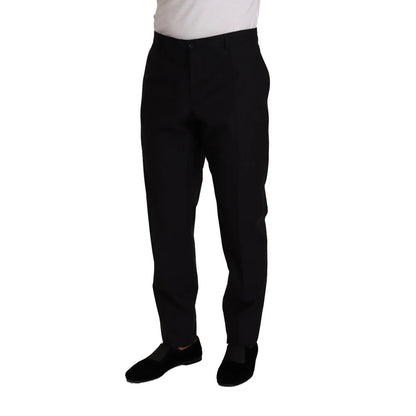 Dolce & Gabbana Dark Blue Virgin Wool Tuxedo Trousers
