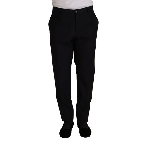 Dolce & Gabbana Dark Blue Virgin Wool Tuxedo Trousers