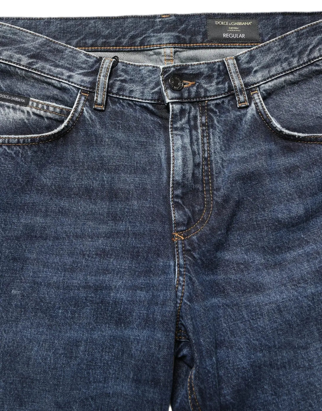 Dolce &amp; Gabbana Dark Blue Washed Mid Waist Straight Men Denim Jeans