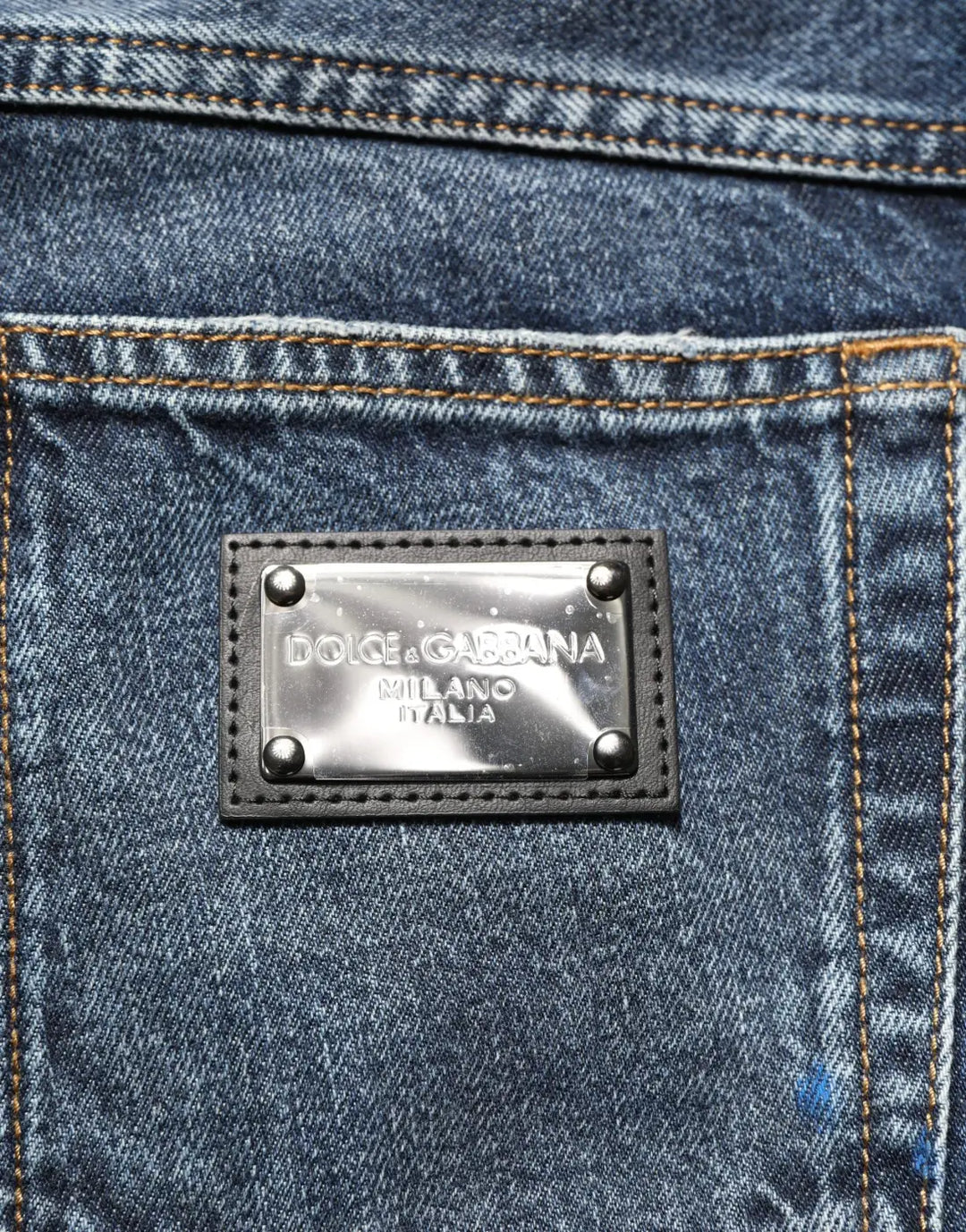 Dolce &amp; Gabbana Dark Blue Washed Mid Waist Straight Men Denim Jeans