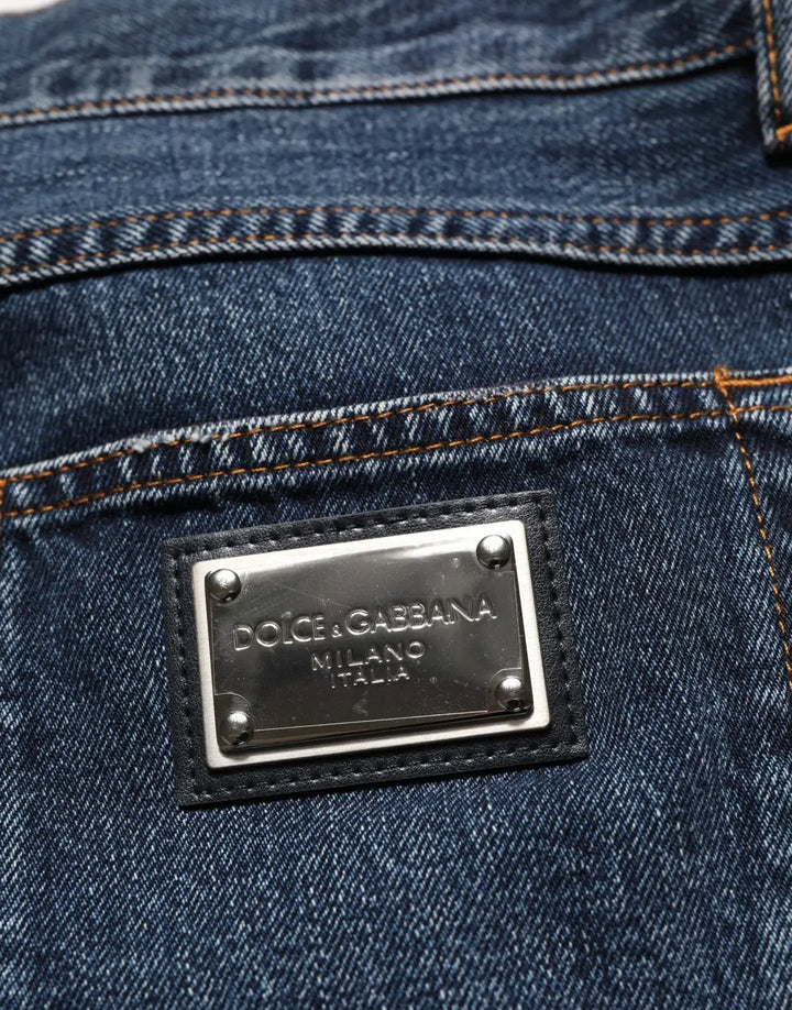 Dolce &amp; Gabbana Dark Blue Washed MidWaist Straight Denim Jeans