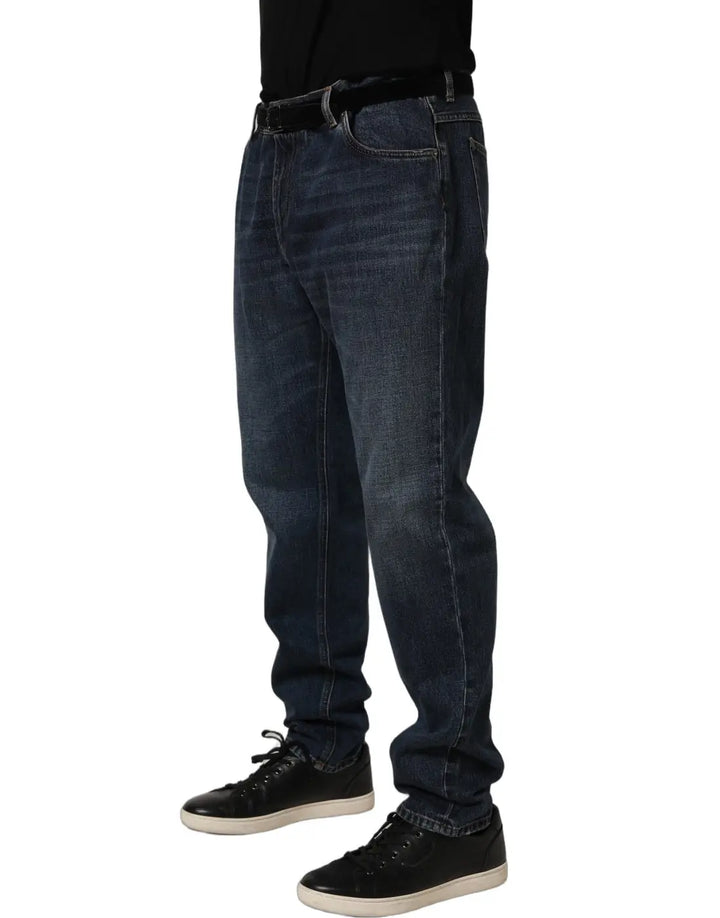 Dolce &amp; Gabbana Dark Blue Washed MidWaist Straight Denim Jeans