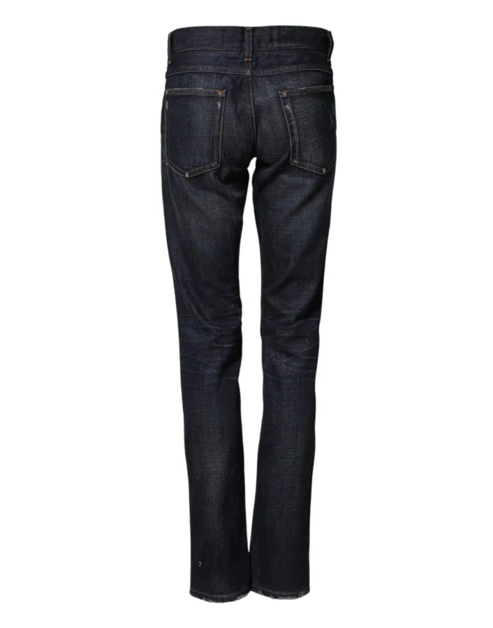 Dolce &amp; Gabbana Dark Blue Watch GOLD Men Skinny Denim Jeans