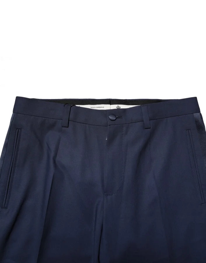 Dolce &amp; Gabbana Dark Blue Wool Dress Formal Pants