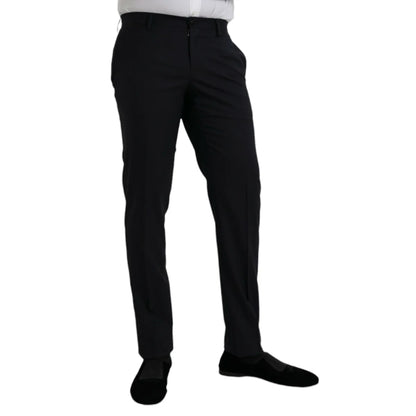 Dolce Gabbana Dark Blue Wool Dress Pants for Effortless Sophistication &