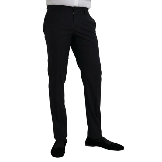 Dolce Gabbana Dark Blue Wool Dress Pants for Effortless Sophistication &
