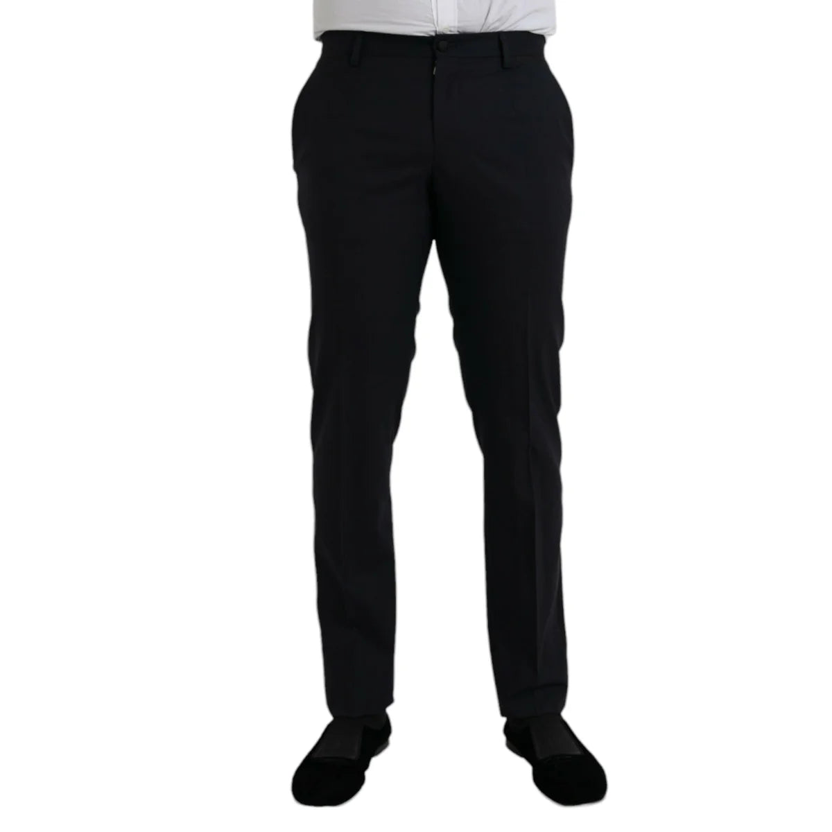 Dolce Gabbana Dark Blue Wool Dress Pants for Effortless Sophistication &
