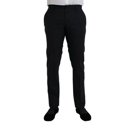 Dolce Gabbana Dark Blue Wool Dress Pants for Effortless Sophistication &