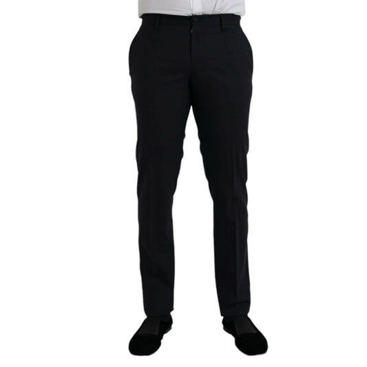 Dolce Gabbana Dark Blue Wool Dress Pants for Effortless Sophistication &