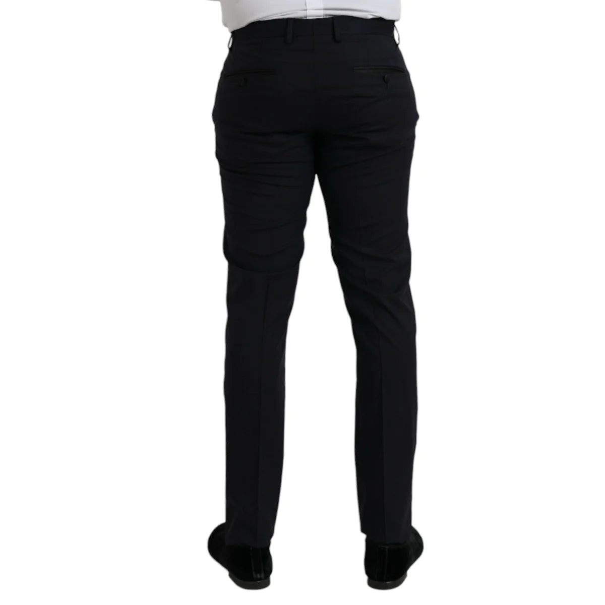 Dolce Gabbana Dark Blue Wool Dress Pants for Effortless Sophistication &