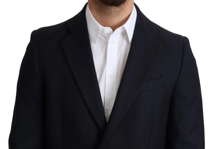 Dolce &amp; Gabbana Dark Blue Wool Single Breasted Coat Jacket