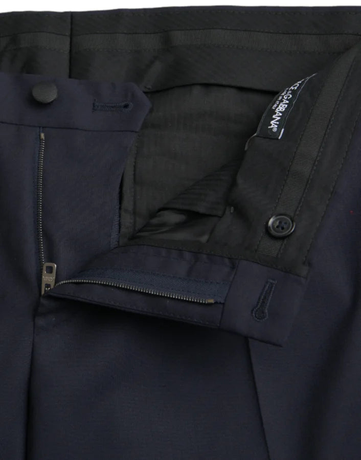 Dolce &amp; Gabbana Dark Blue Wool Slim Fit Formal Pants