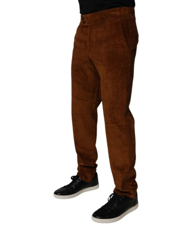 Dolce &amp; Gabbana Dark Brown Corduroy Cotton Skinny Denim Jeans