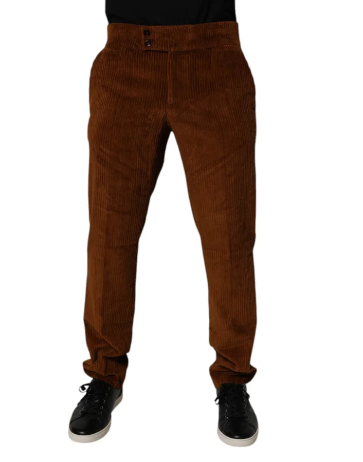 Dolce &amp; Gabbana Dark Brown Corduroy Cotton Skinny Denim Jeans