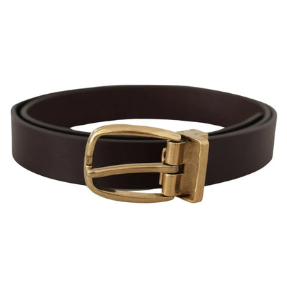 Dolce Gabbana Dark Brown Dress Belt with Metal Logo Buckle &