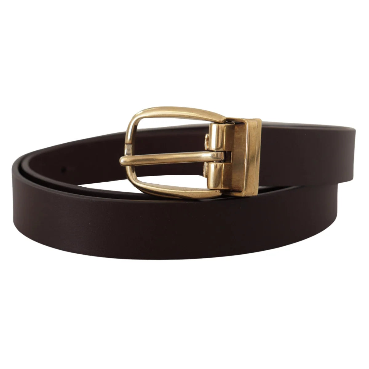 Dolce Gabbana Dark Brown Dress Belt with Metal Logo Buckle &