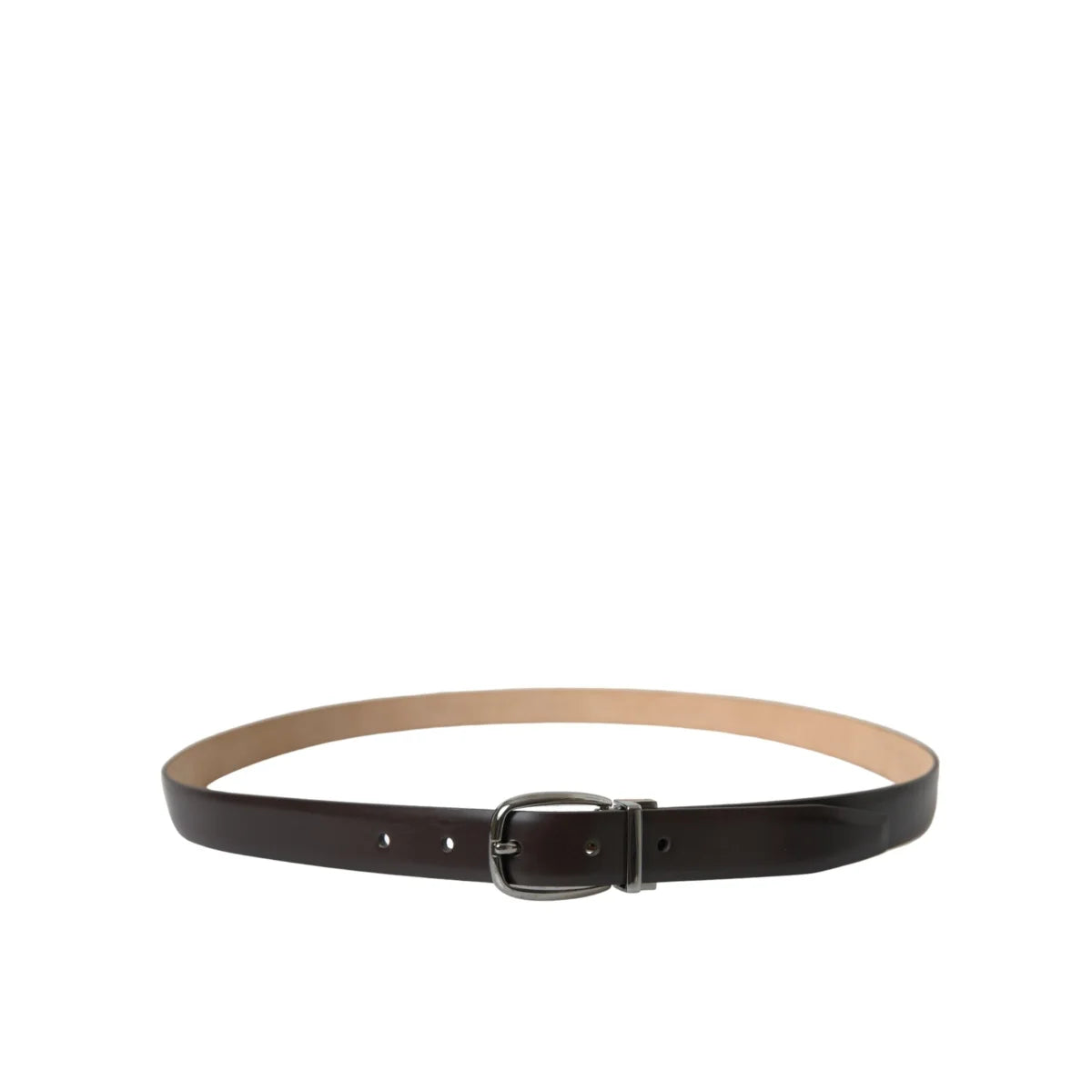 Dolce & Gabbana Dark Brown Leather Belt with Metal Buckle