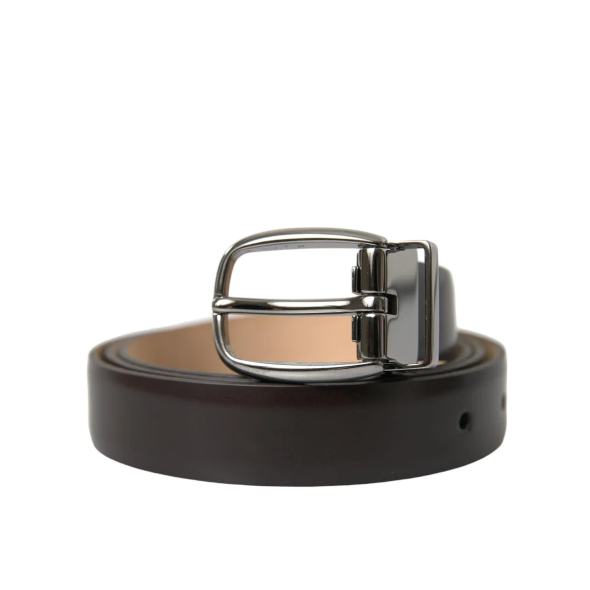 Dolce & Gabbana Dark Brown Leather Belt with Metal Buckle