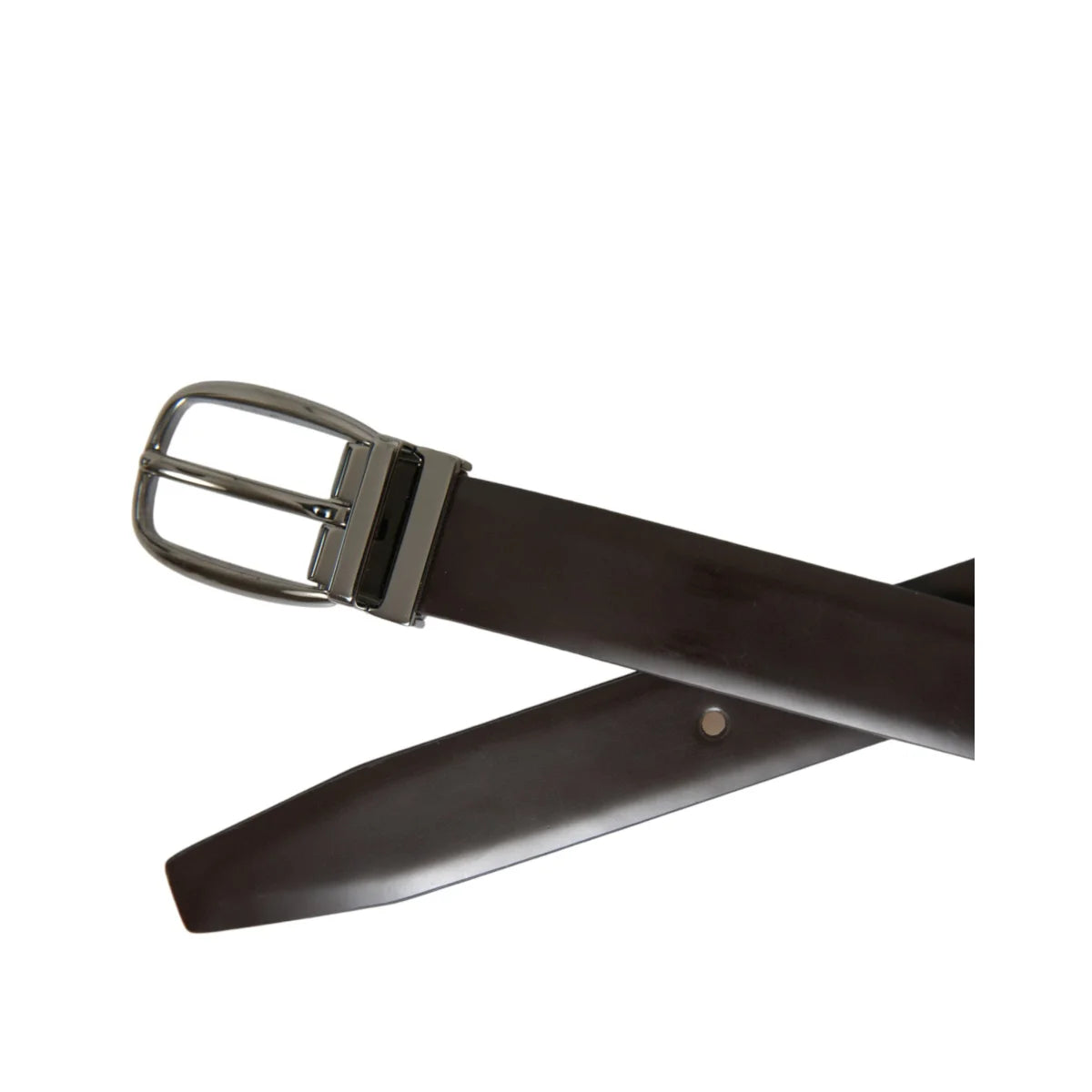 Dolce & Gabbana Dark Brown Leather Belt with Metal Buckle