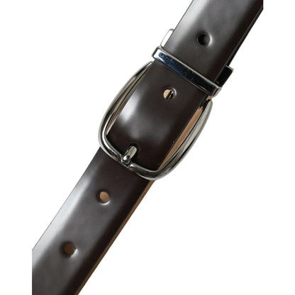 Dolce & Gabbana Dark Brown Leather Belt with Metal Buckle