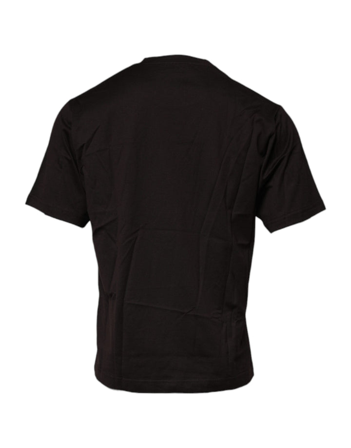 Dolce &amp; Gabbana Dark Brown Logo Cotton Crew Neck T-shirt