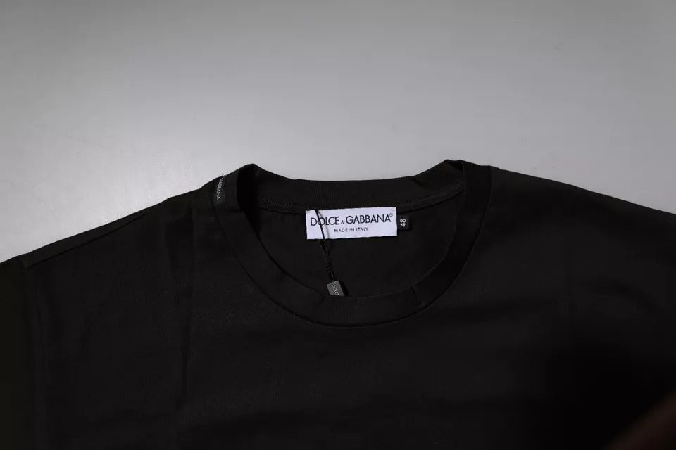 Dolce &amp; Gabbana Dark Brown Logo Cotton Crew Neck T-shirt