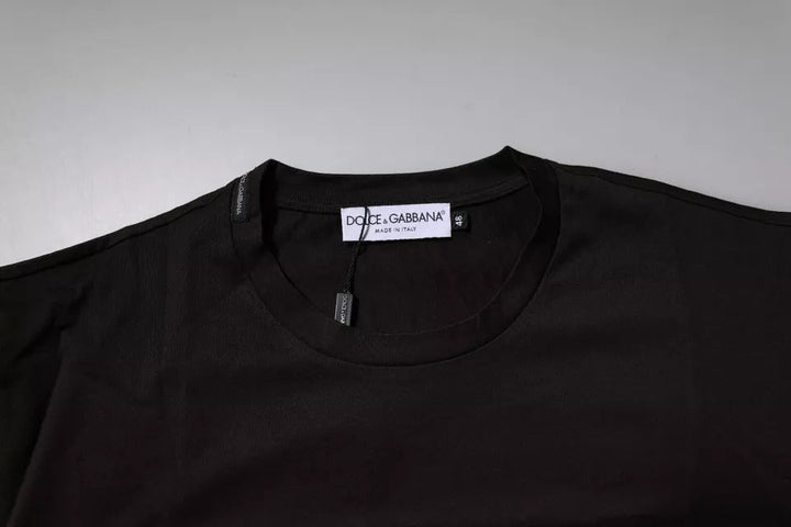 Dolce &amp; Gabbana Dark Brown Logo Cotton Crew Neck T-shirt
