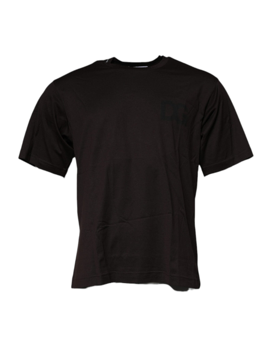 Dolce &amp; Gabbana Dark Brown Logo Cotton Crew Neck T-shirt