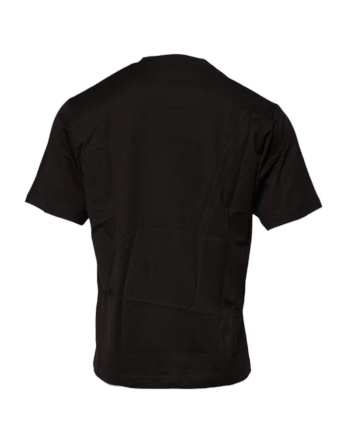 Dolce &amp; Gabbana Dark Brown Logo Cotton Crew Neck T-shirt
